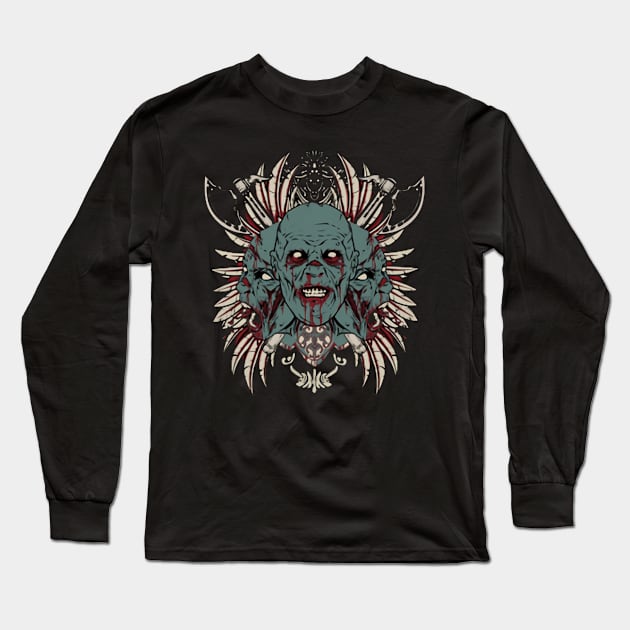 The Three Head of Satan Long Sleeve T-Shirt by asokabudaya